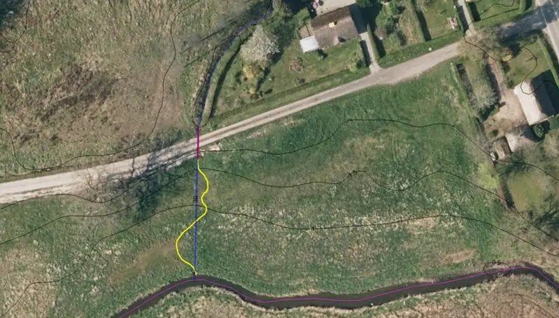 Luftfoto med markering af projektstrækningen