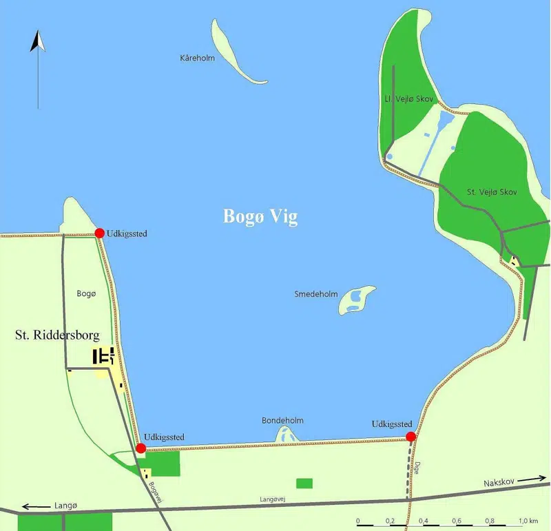Oversigtskort over Bogø Vig