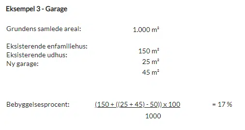 Udregning af bebyggelsesprocent for garage