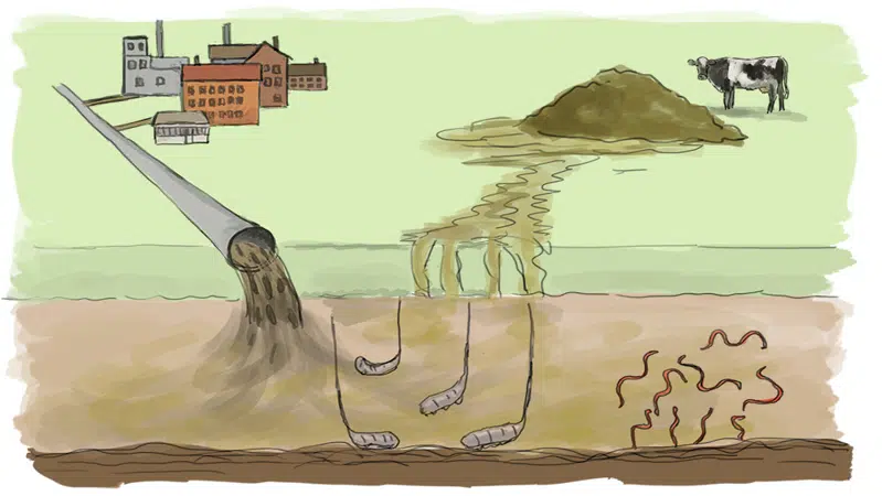 egning, der viser udledning af spildevand, som mest var urenset, i 1970