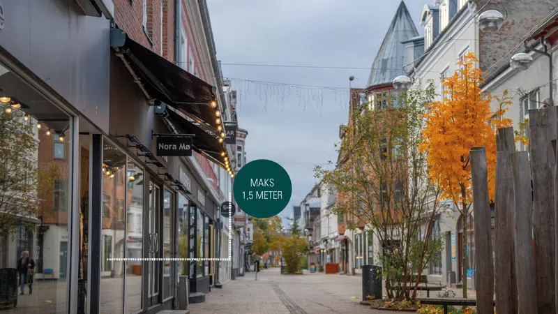 Eksempel på korrekt markise-udhæng.