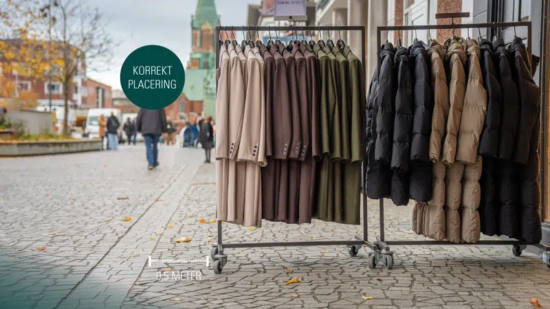 Tøjstativer, der er placeret korrekt