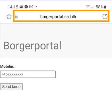 Borgerportal Screenshot fra smartphone.