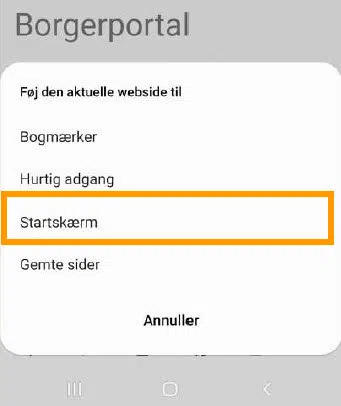 Borgerportal Screenshot fra smartphone.