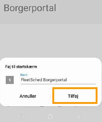 Borgerportal Screenshot fra smartphone.