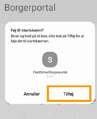 Borgerportal Screenshot fra smartphone.