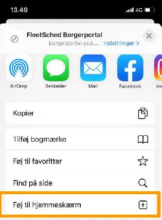 Borgerportal Screenshot fra smartphone.