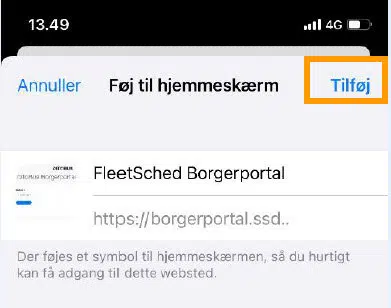 Borgerportal Screenshot fra smartphone.