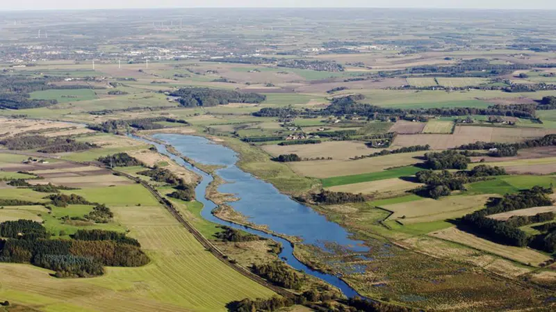 Luftfoto af Væth enge ved Langå