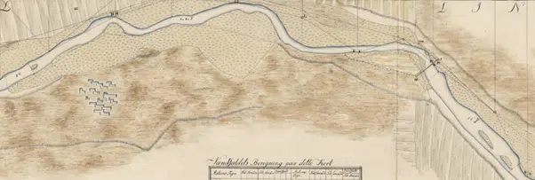 Kortudsnit, der illustrerer øerne i Gudenåen.