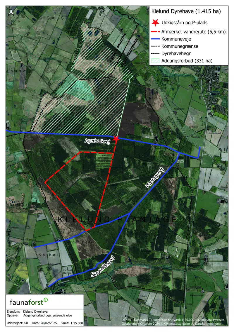 Oversigtskort over Klelundplantage 